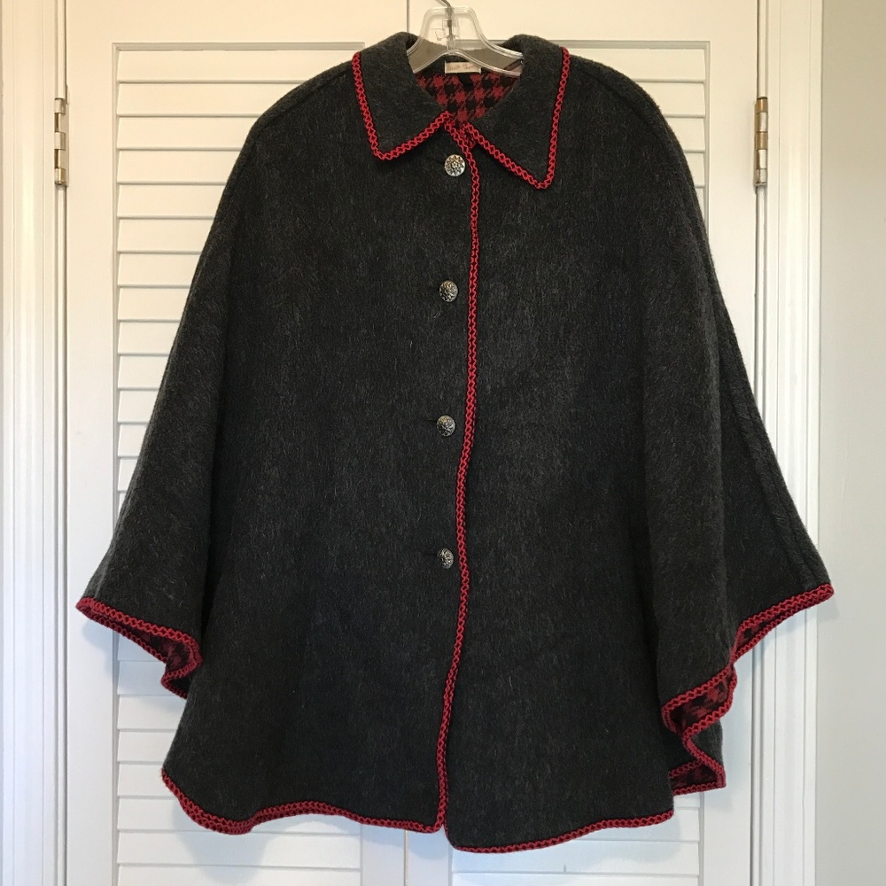 Vintage Austrian Wool Cape Poncho Reversible